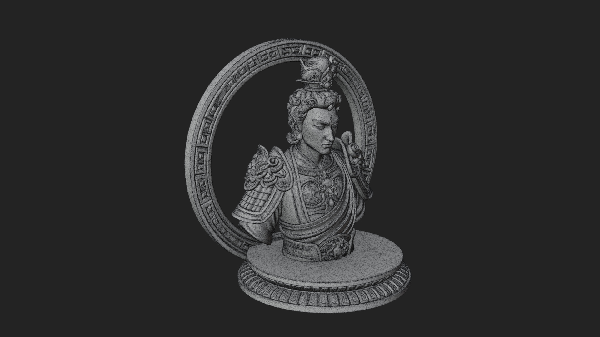 Crowned Bodhisattva Bust Statue Design 3 3D Print Model 3D Model