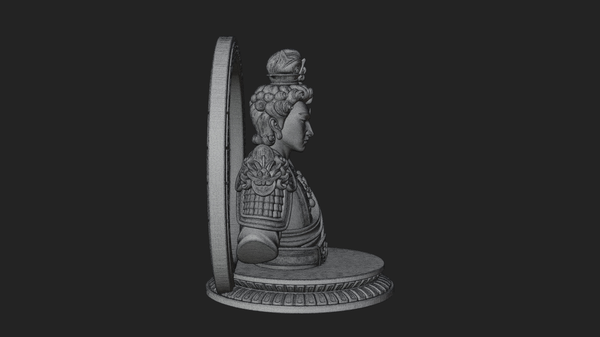 Crowned Bodhisattva Bust Statue Design 3 3D Print Model 3D Model