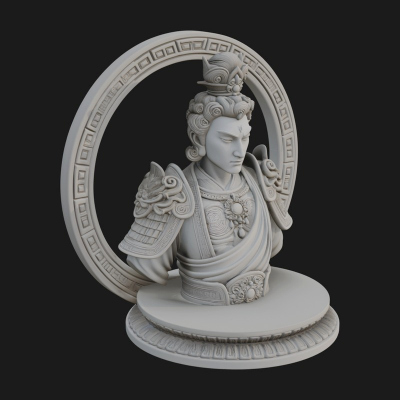 Crowned Bodhisattva Bust Statue Design 3 3D Print Model