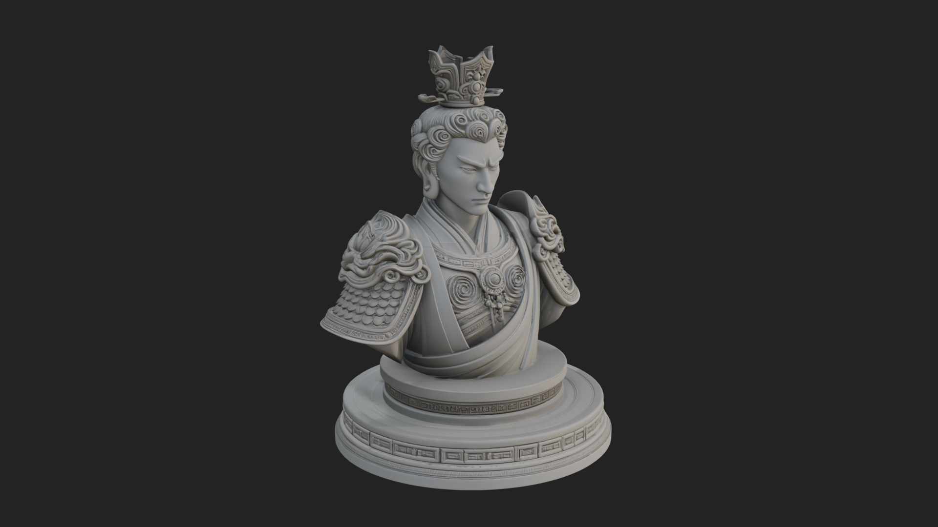 Crowned Bodhisattva Bust Statue Design 4 3D Print Model 3D Model