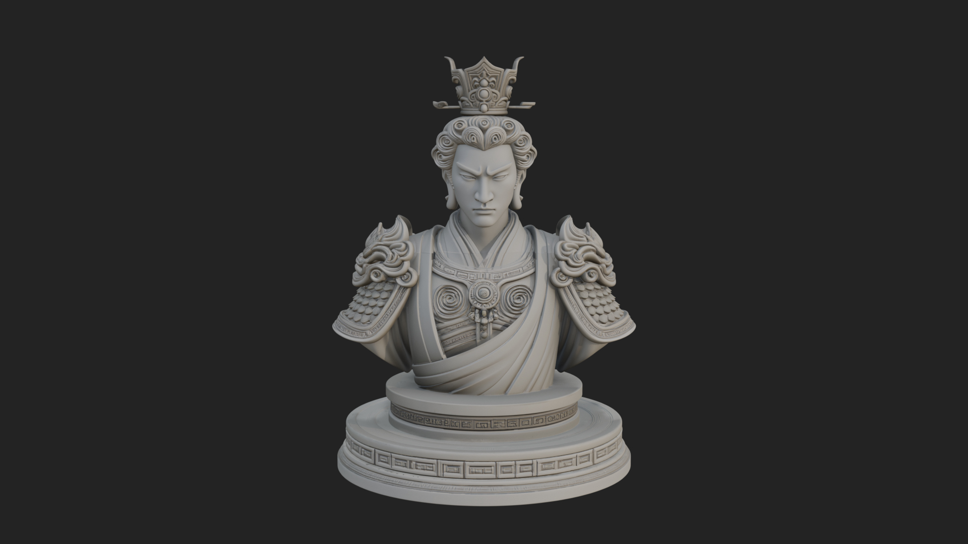 Crowned Bodhisattva Bust Statue Design 4 3D Print Model 3D Model