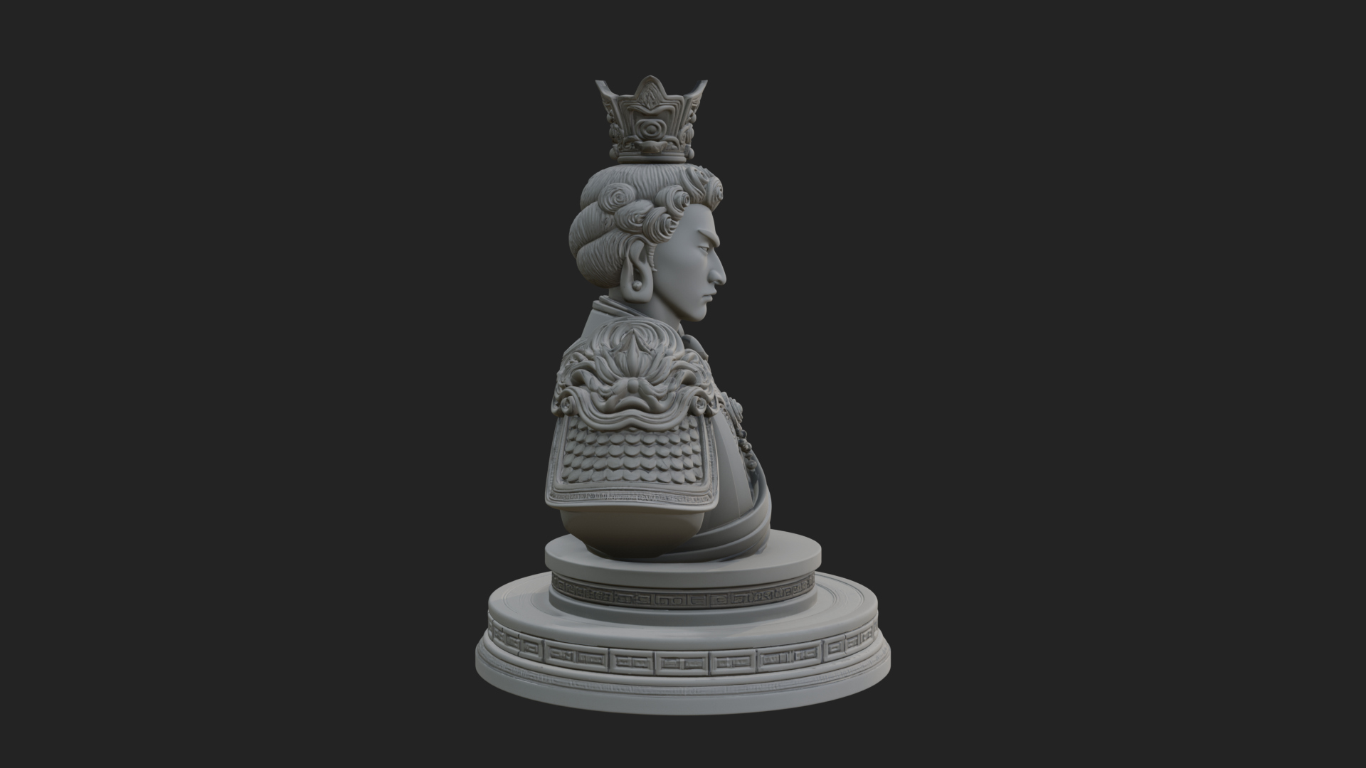 Crowned Bodhisattva Bust Statue Design 4 3D Print Model 3D Model