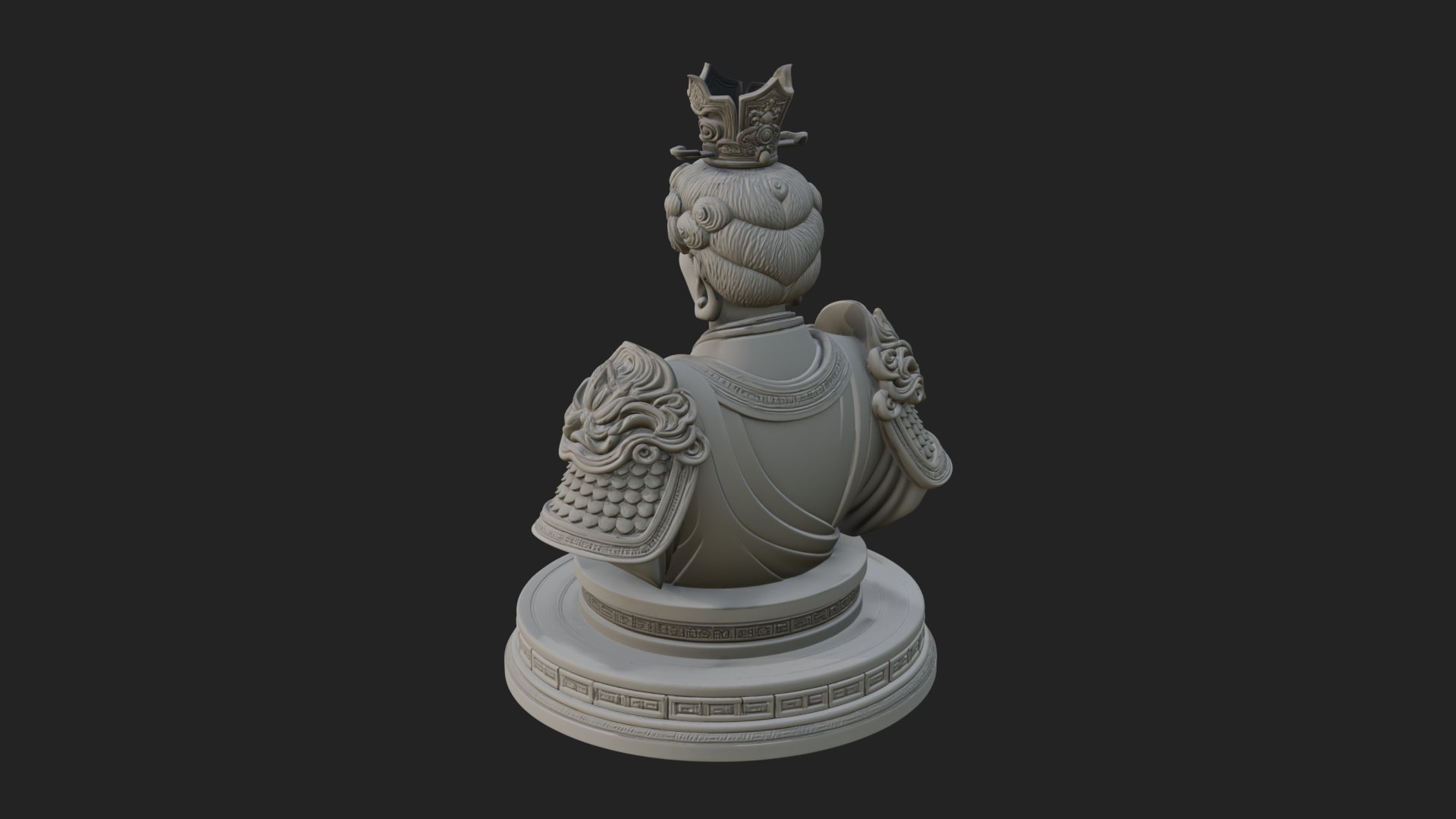 Crowned Bodhisattva Bust Statue Design 4 3D Print Model 3D Model