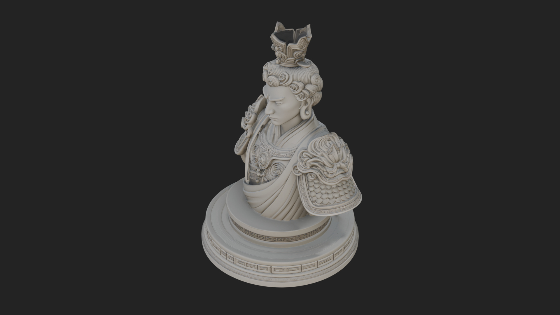 Crowned Bodhisattva Bust Statue Design 4 3D Print Model 3D Model