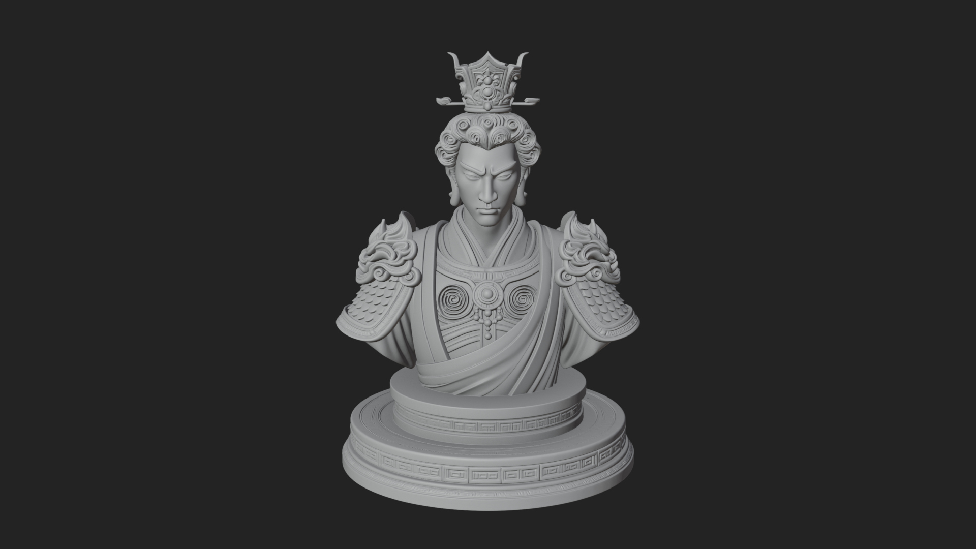 Crowned Bodhisattva Bust Statue Design 4 3D Print Model 3D Model