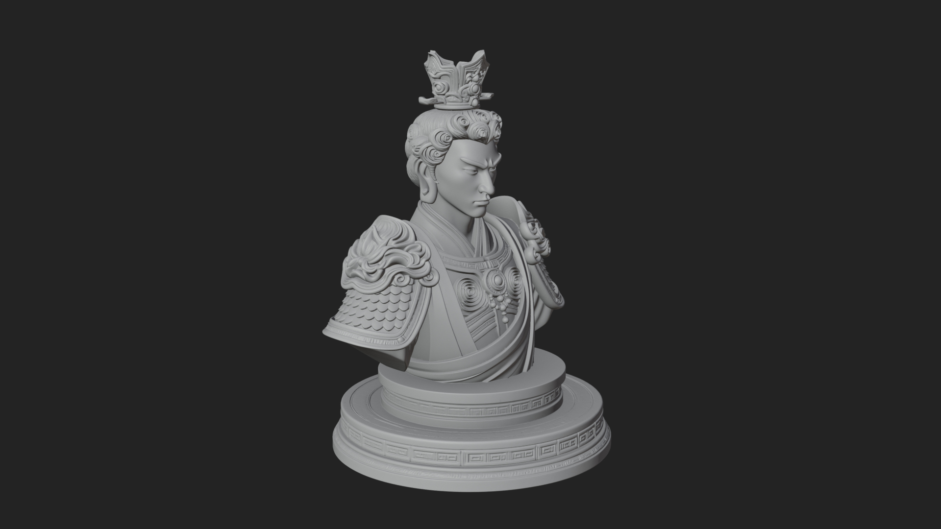 Crowned Bodhisattva Bust Statue Design 4 3D Print Model 3D Model