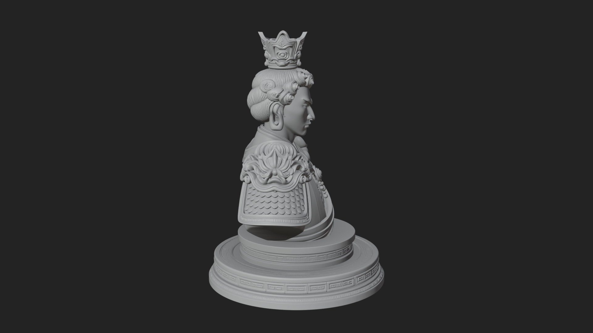 Crowned Bodhisattva Bust Statue Design 4 3D Print Model 3D Model