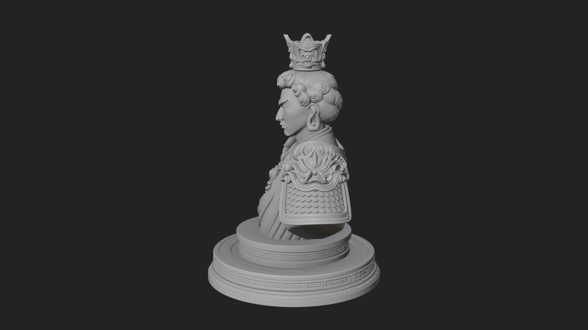 Crowned Bodhisattva Bust Statue Design 4 3D Print Model 3D Model
