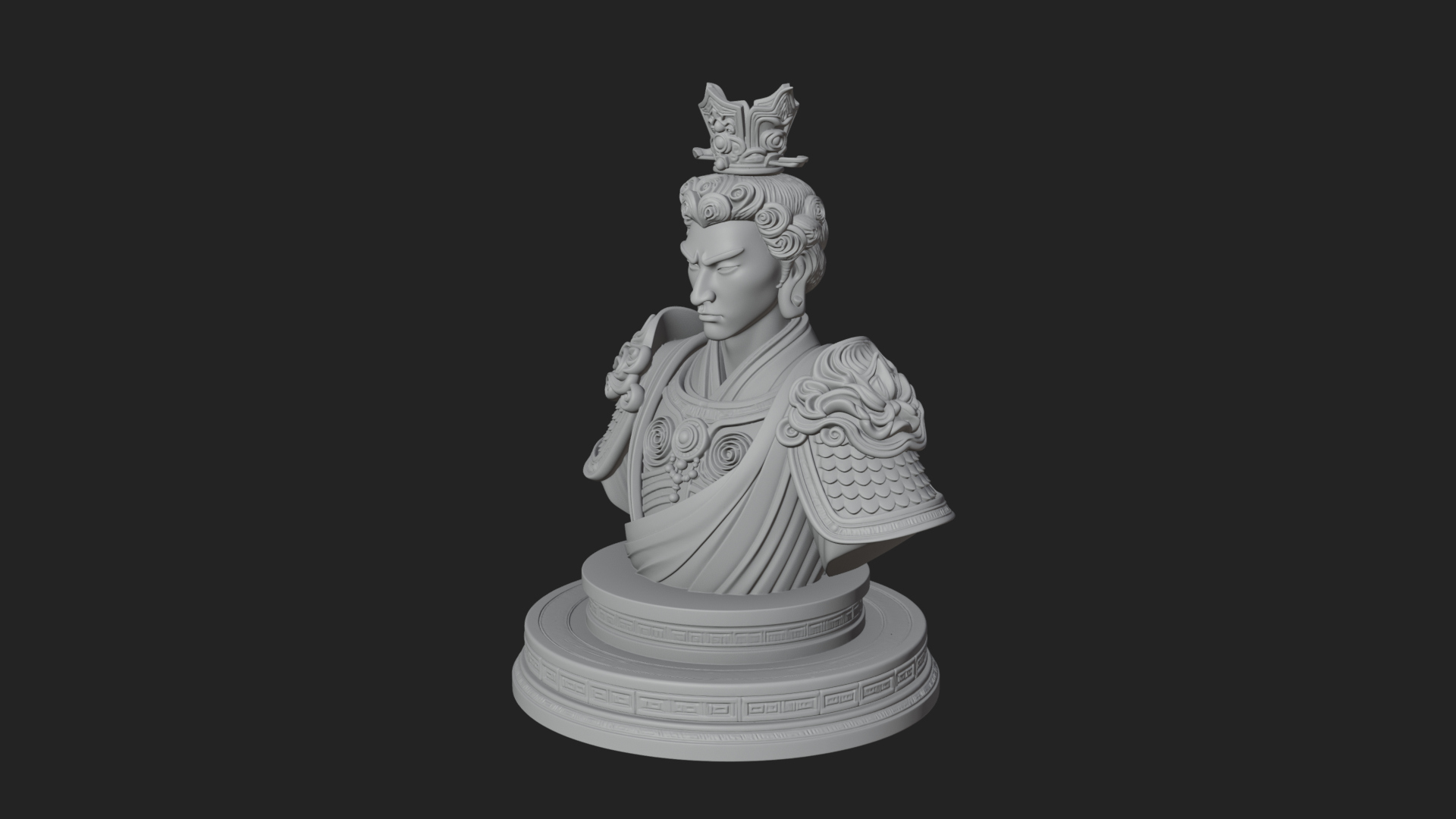 Crowned Bodhisattva Bust Statue Design 4 3D Print Model 3D Model