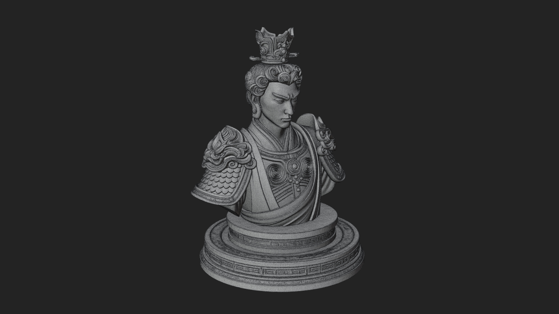 Crowned Bodhisattva Bust Statue Design 4 3D Print Model 3D Model