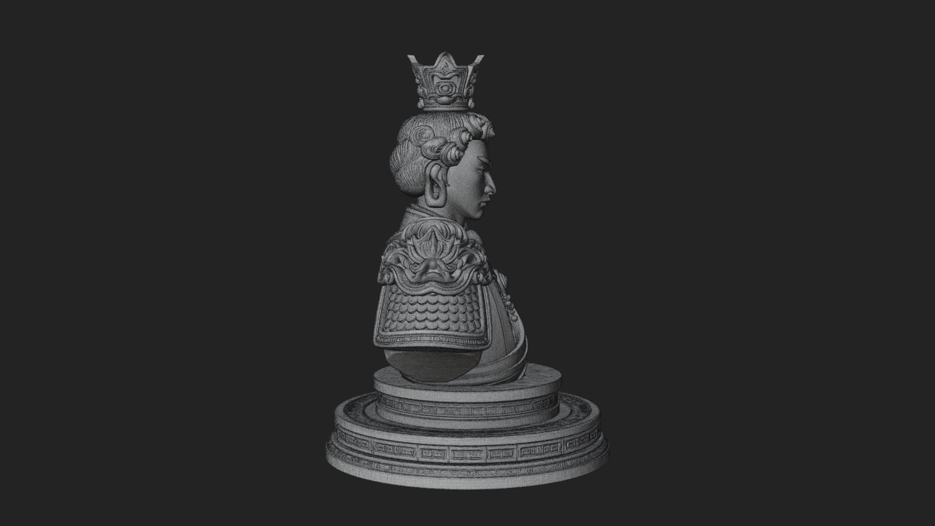Crowned Bodhisattva Bust Statue Design 4 3D Print Model 3D Model
