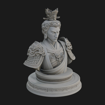 Crowned Bodhisattva Bust Statue Design 4 3D Print Model