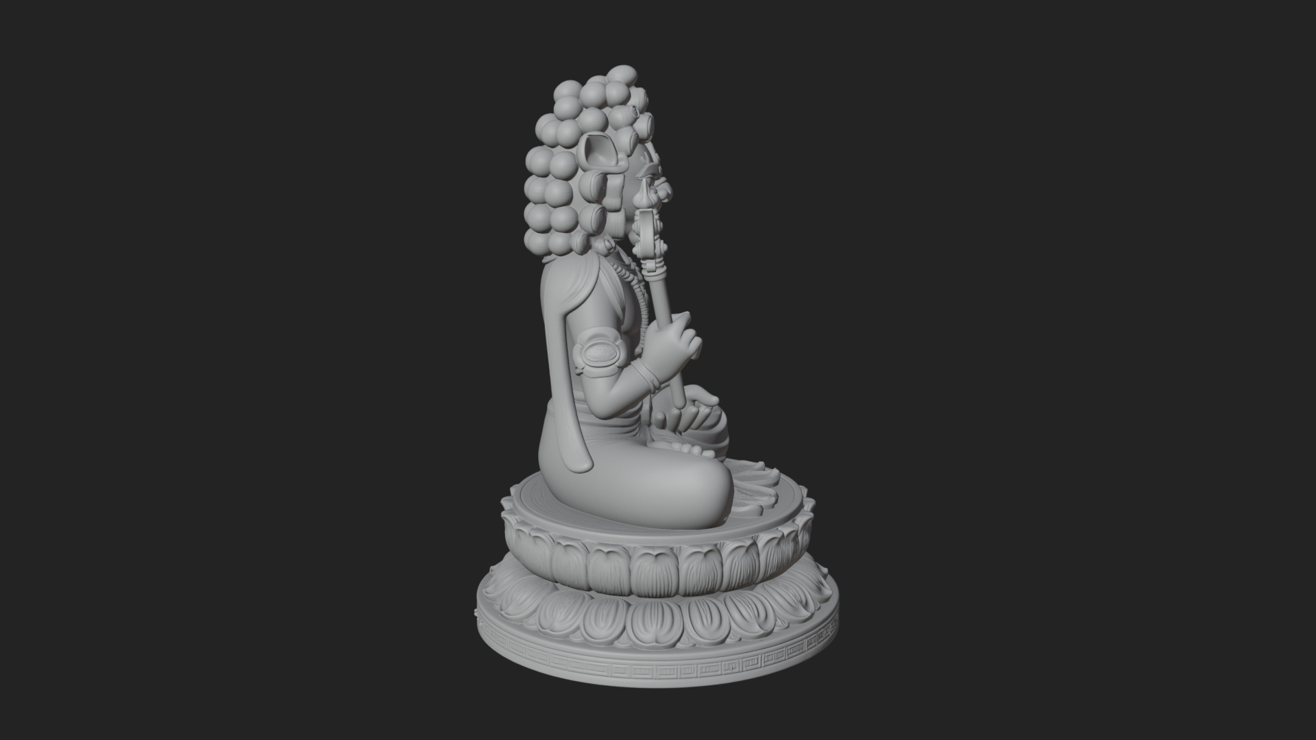 Crowned Bodhisattva Statue Design 1 3D Print Model 3D Model