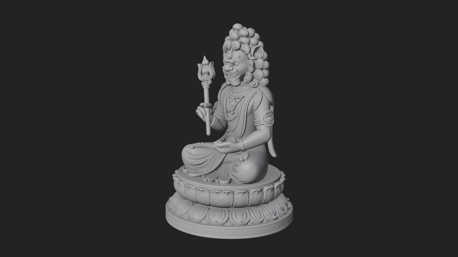Crowned Bodhisattva Statue Design 1 3D Print Model 3D Model