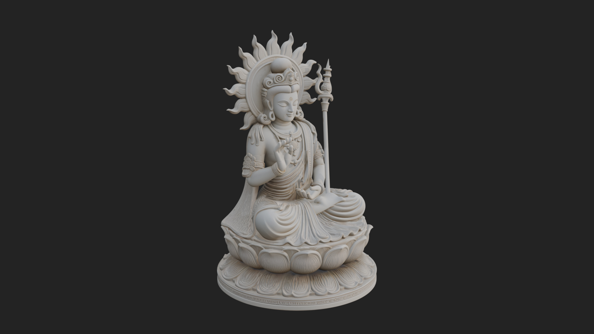 Crowned Bodhisattva Statue Design 10 3D Print Model 3D Model