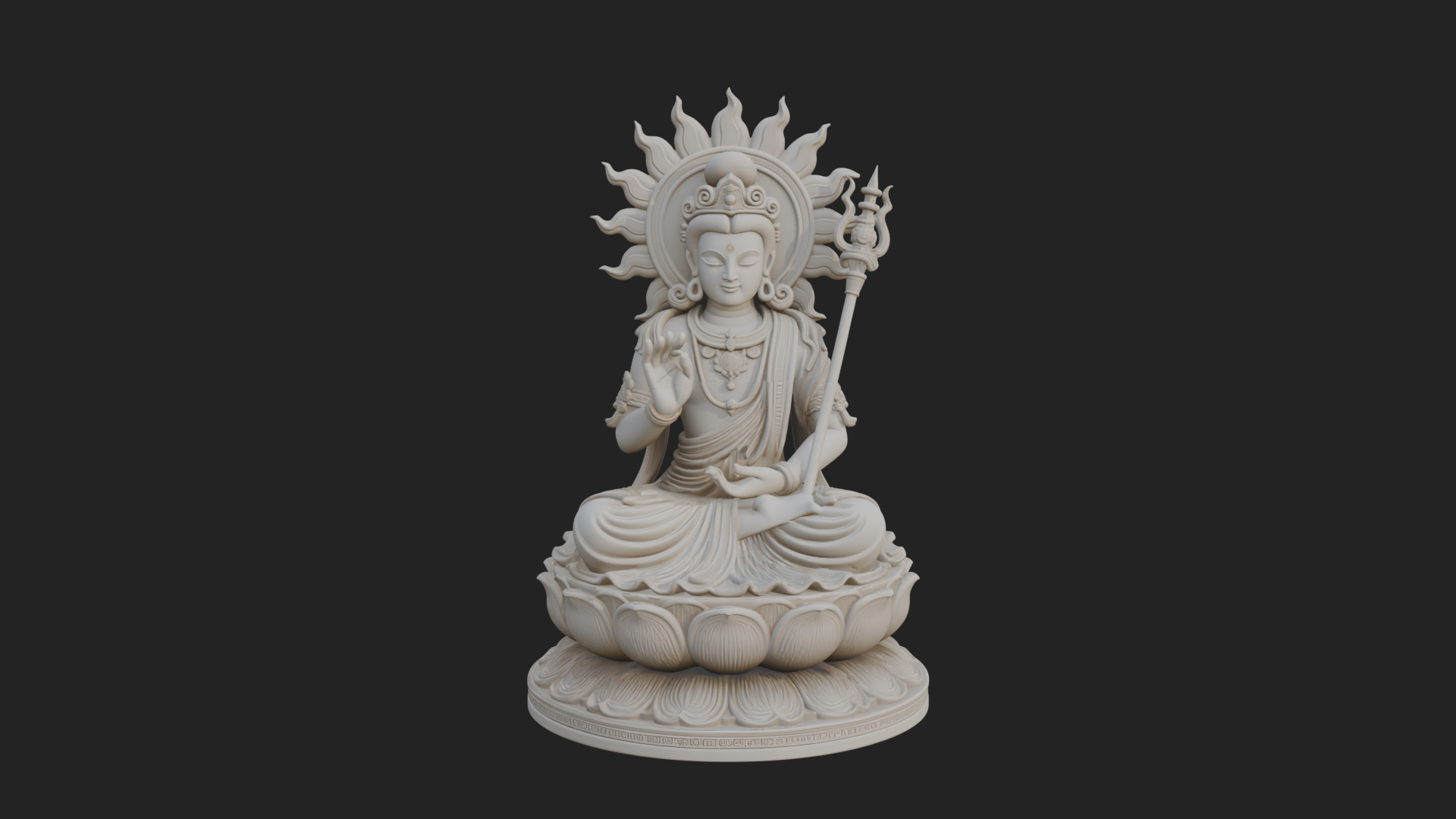 Crowned Bodhisattva Statue Design 10 3D Print Model 3D Model