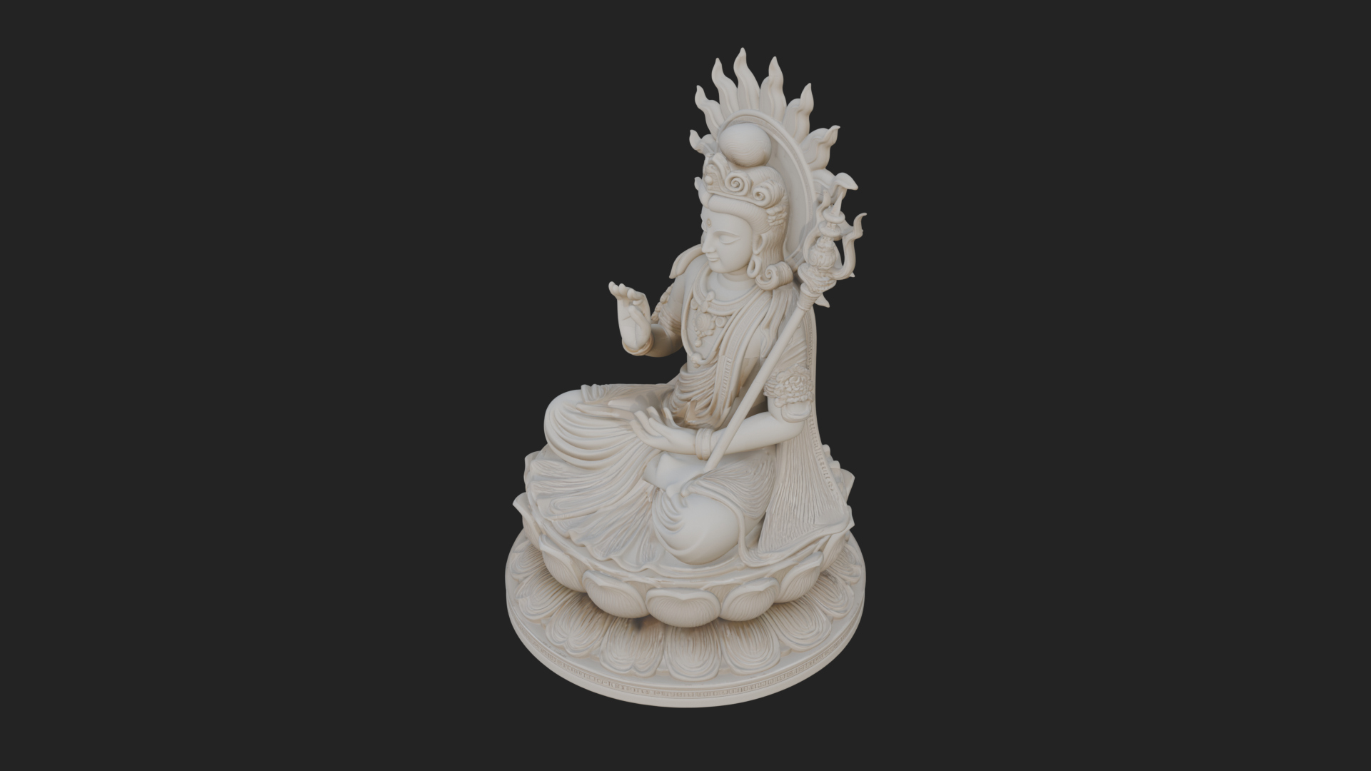 Crowned Bodhisattva Statue Design 10 3D Print Model 3D Model