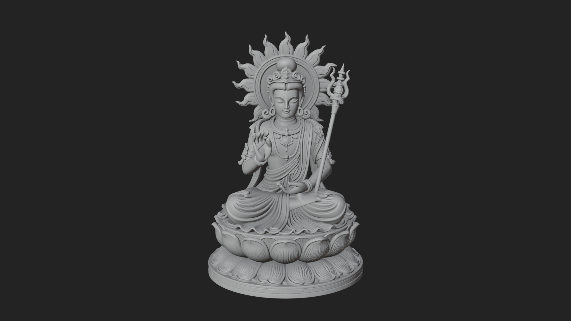 Crowned Bodhisattva Statue Design 10 3D Print Model 3D Model