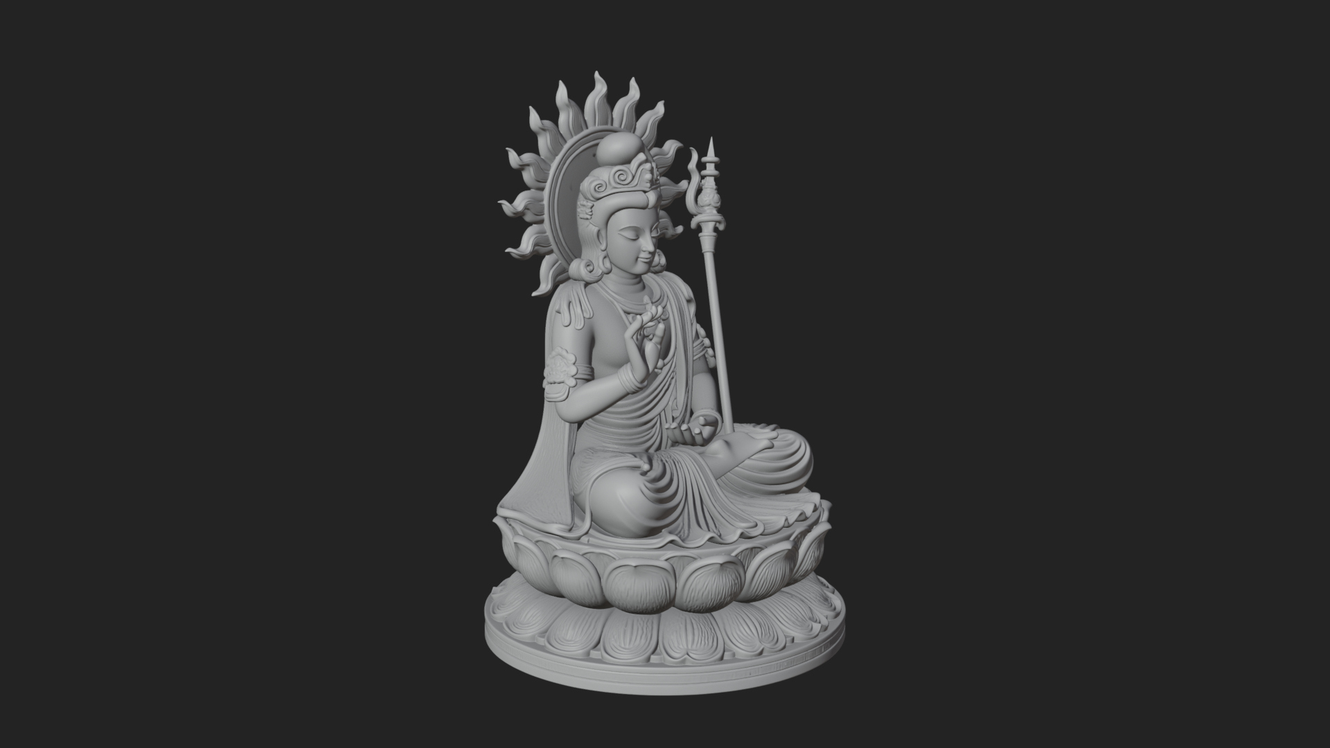 Crowned Bodhisattva Statue Design 10 3D Print Model 3D Model
