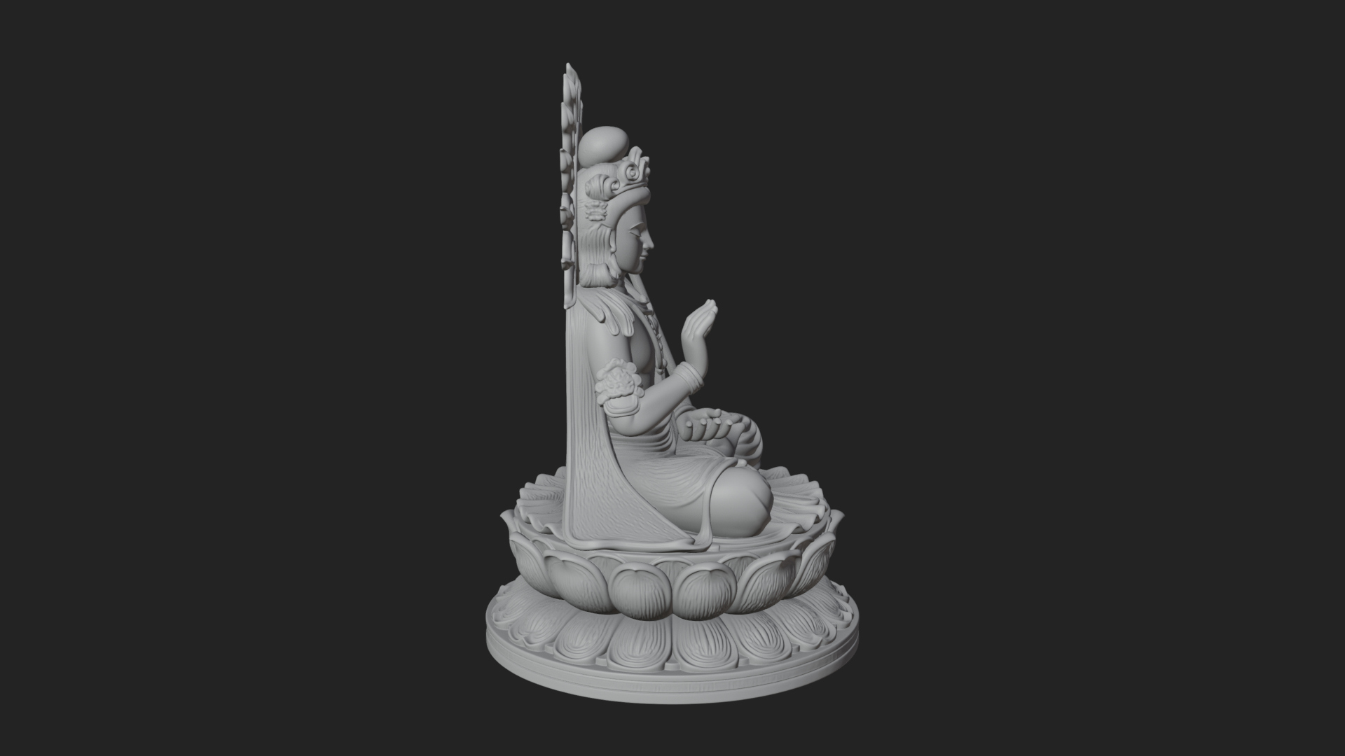 Crowned Bodhisattva Statue Design 10 3D Print Model 3D Model