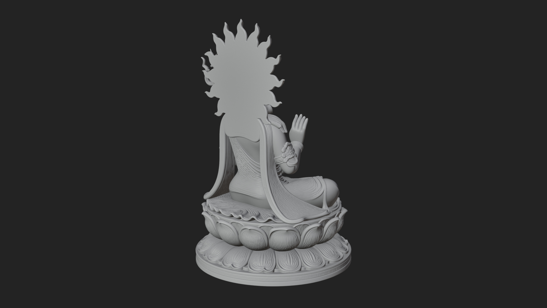 Crowned Bodhisattva Statue Design 10 3D Print Model 3D Model