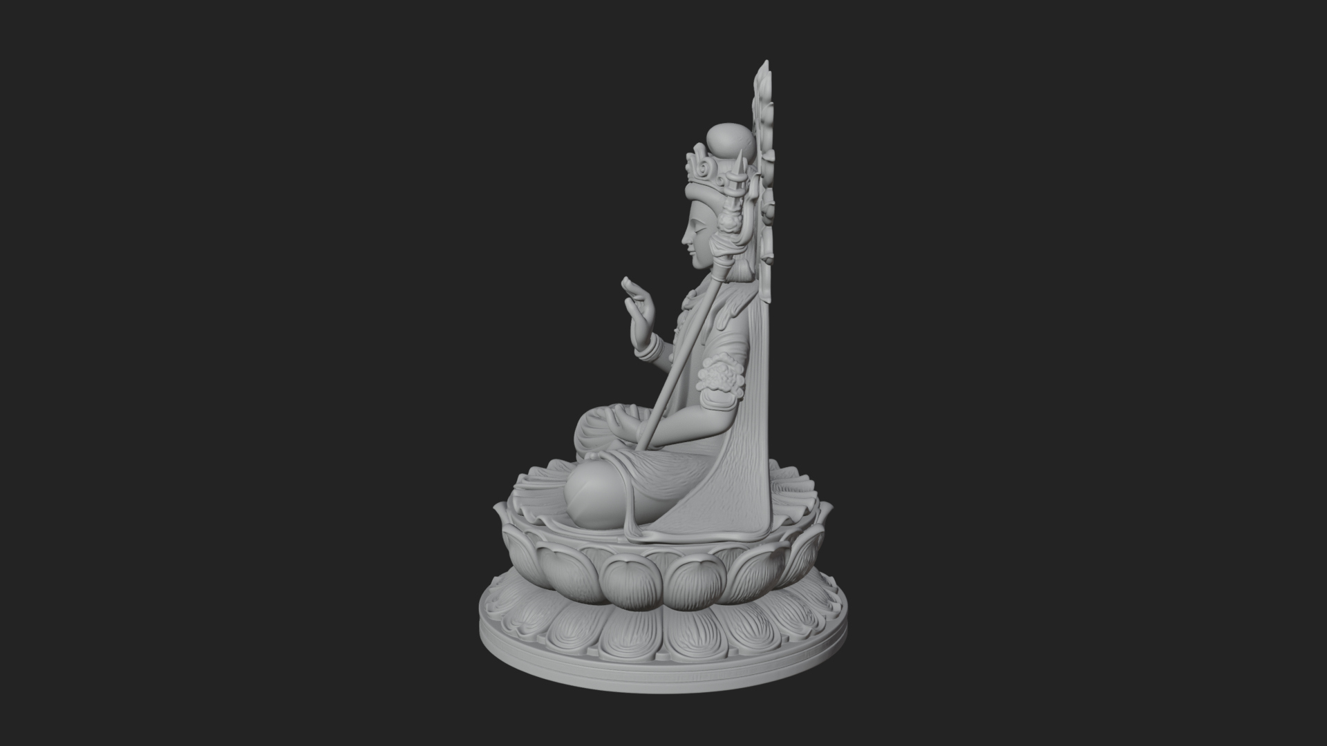 Crowned Bodhisattva Statue Design 10 3D Print Model 3D Model