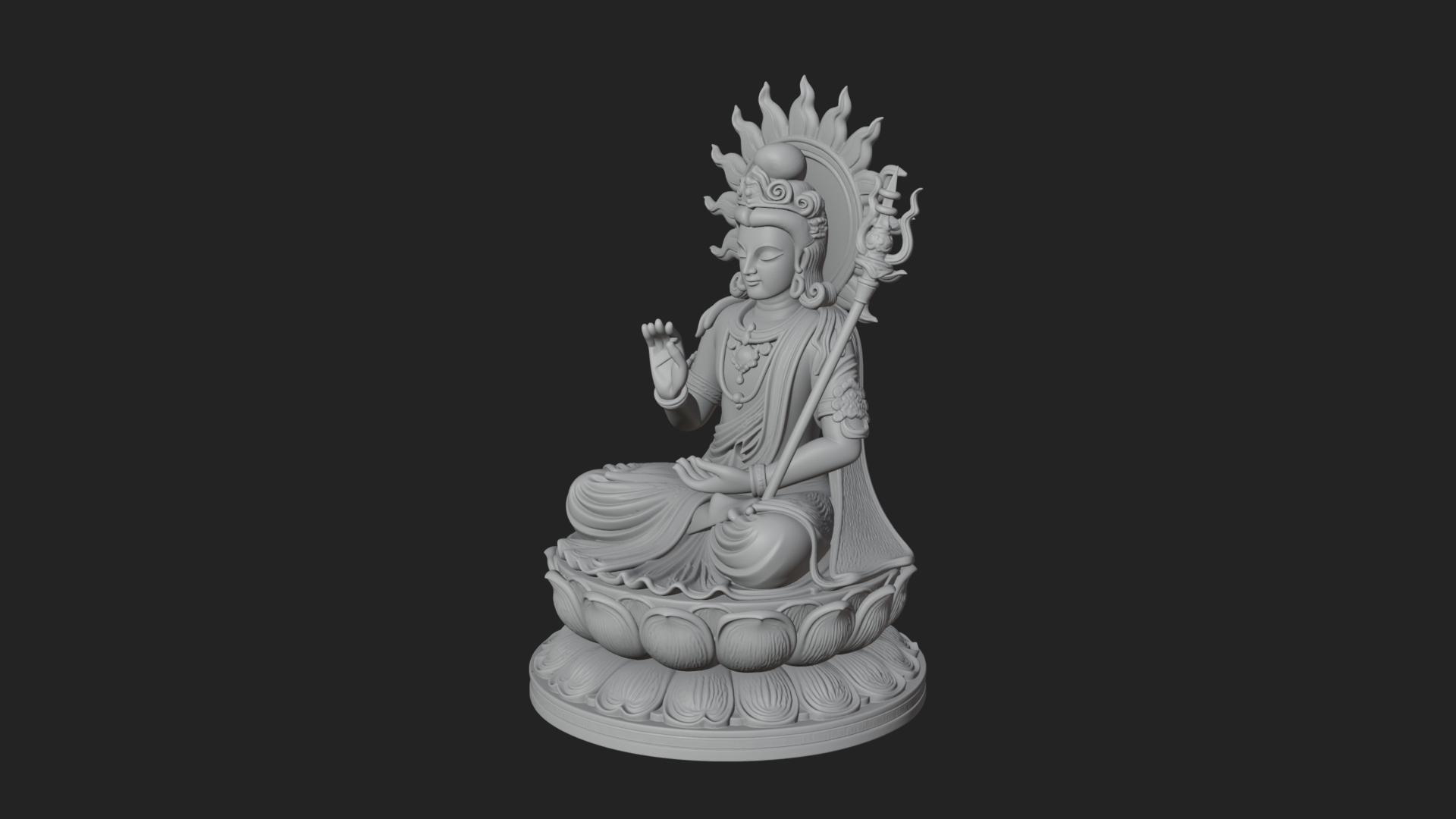 Crowned Bodhisattva Statue Design 10 3D Print Model 3D Model