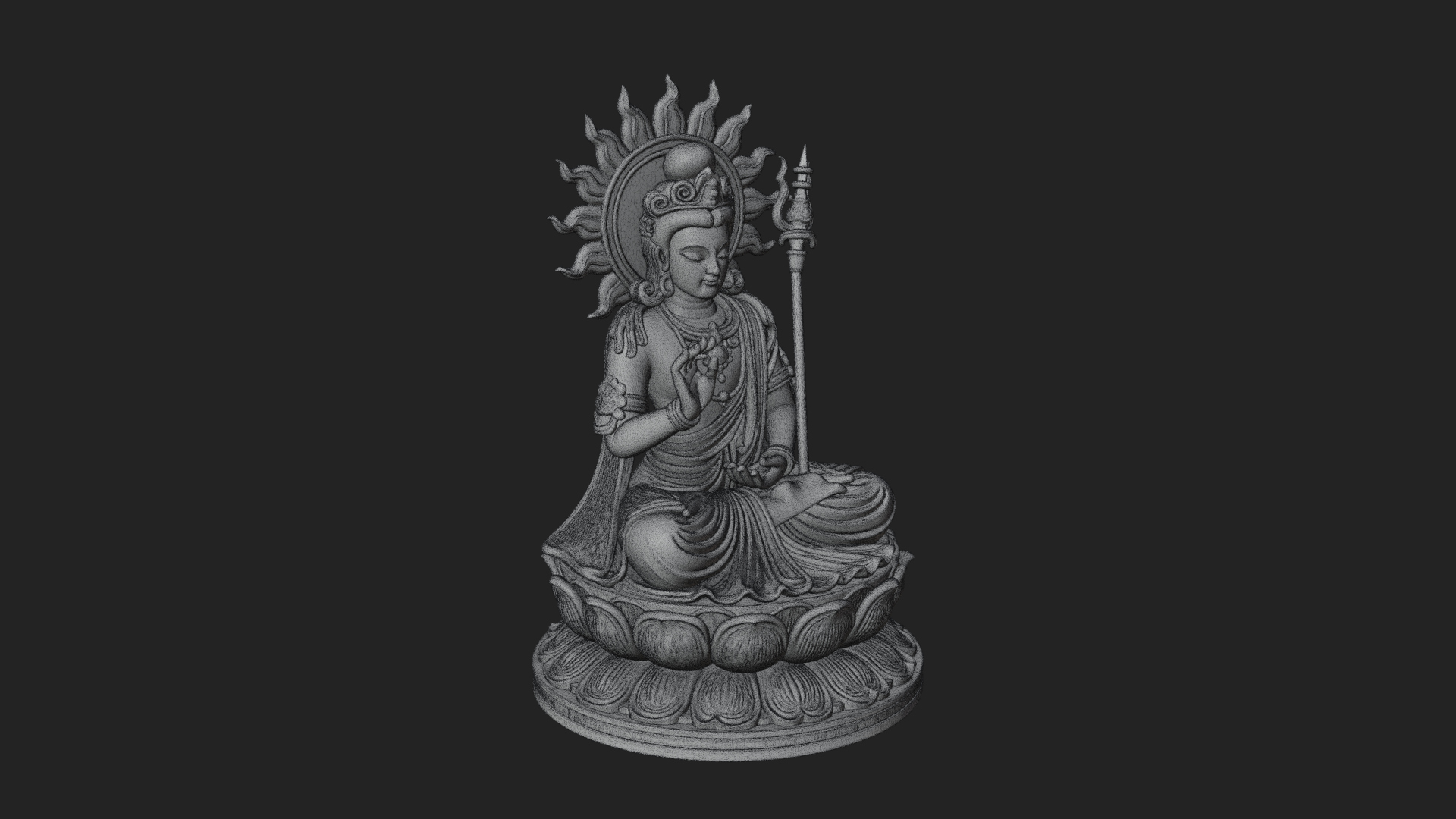 Crowned Bodhisattva Statue Design 10 3D Print Model 3D Model