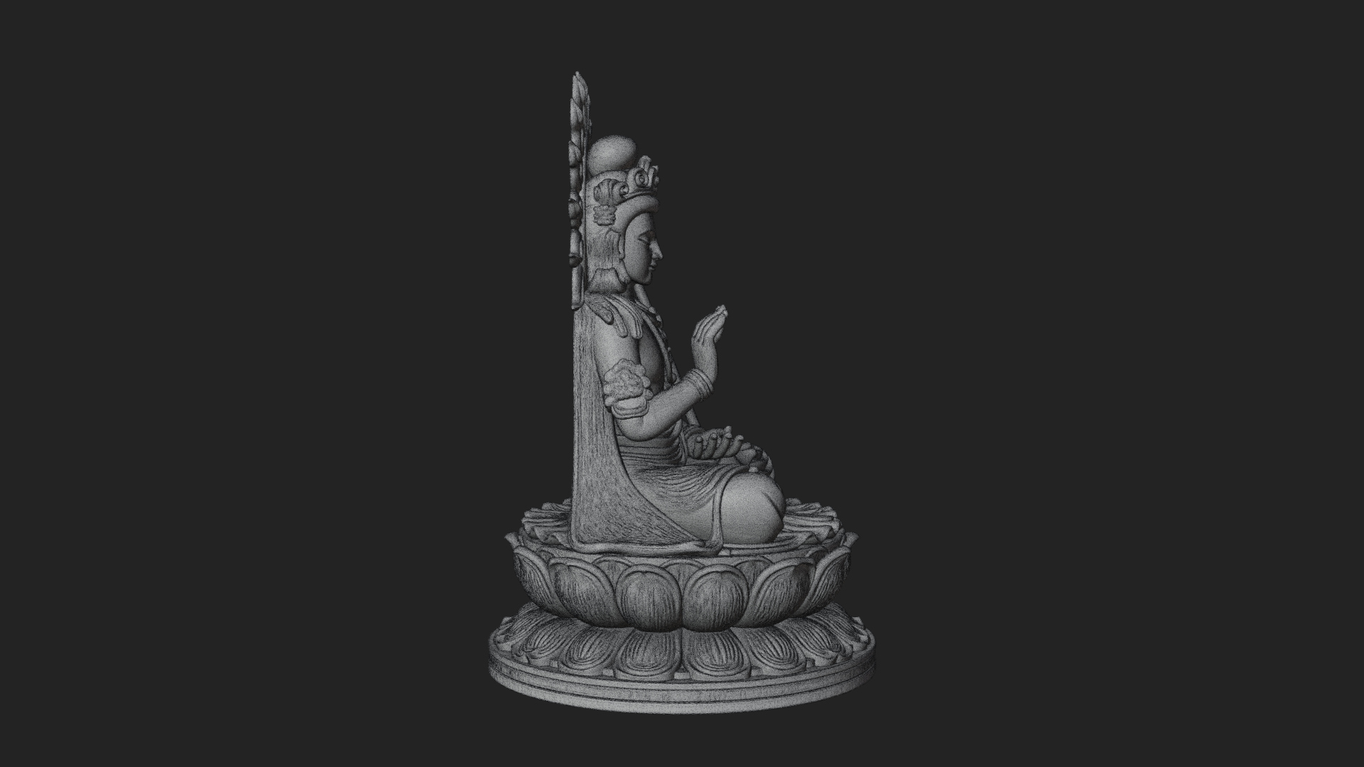 Crowned Bodhisattva Statue Design 10 3D Print Model 3D Model