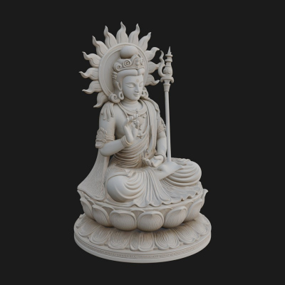 Crowned Bodhisattva Statue Design 10 3D Print Model