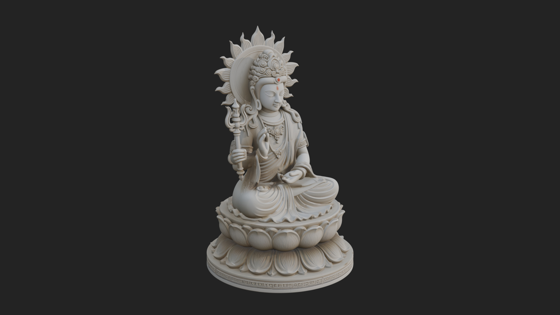 Crowned Bodhisattva Statue Design 11 3D Print Model 3D Model