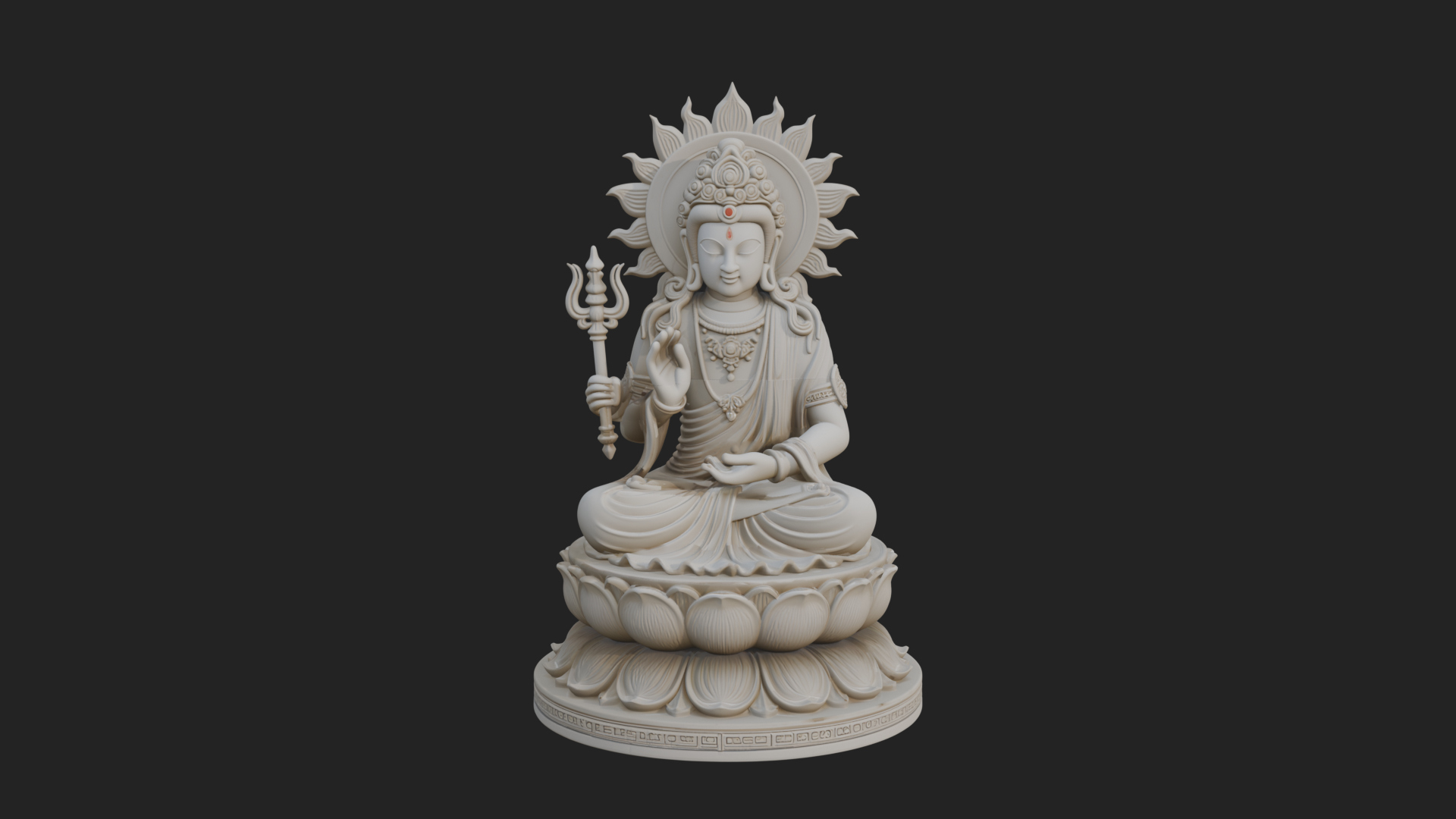 Crowned Bodhisattva Statue Design 11 3D Print Model 3D Model
