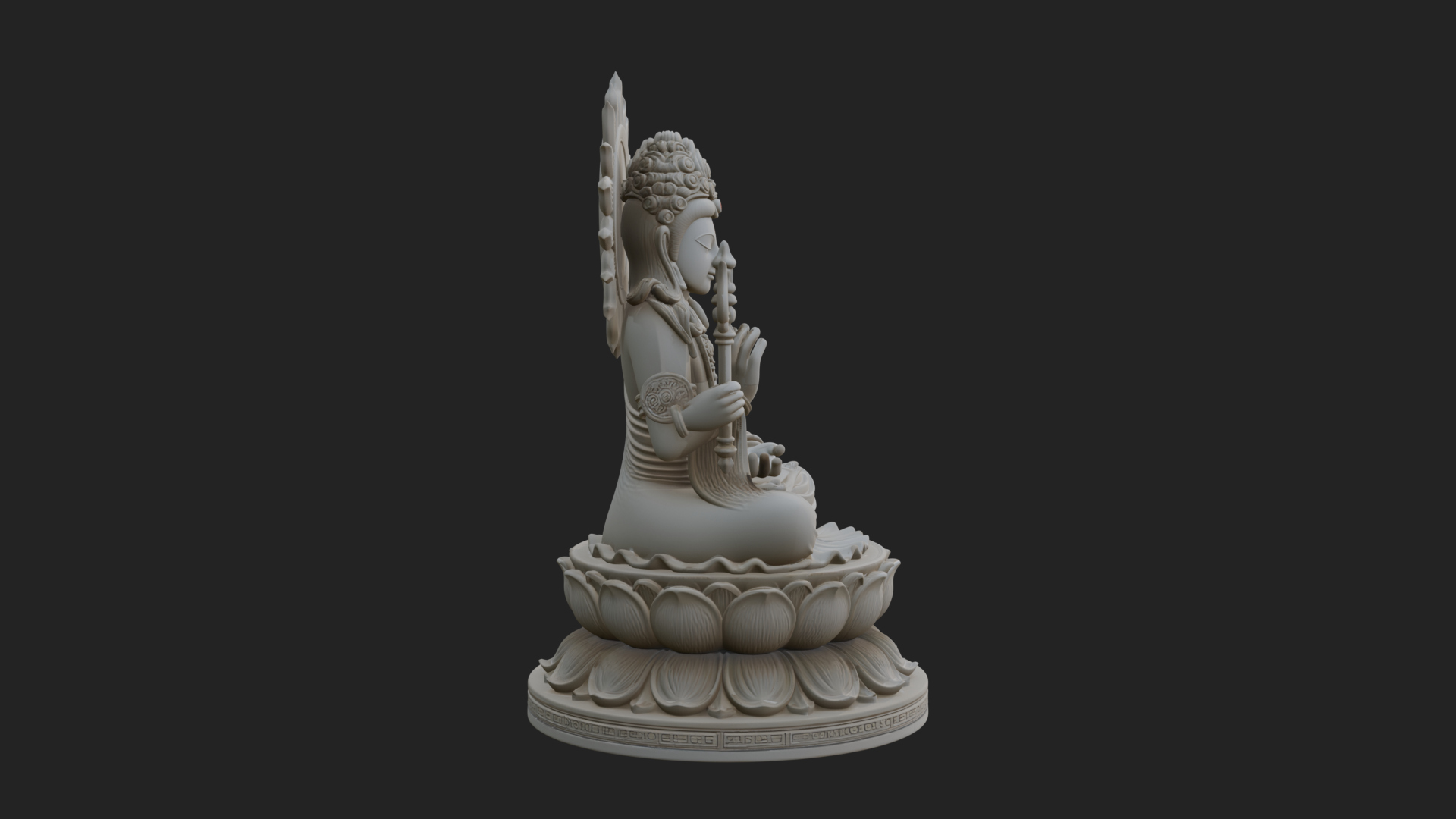 Crowned Bodhisattva Statue Design 11 3D Print Model 3D Model