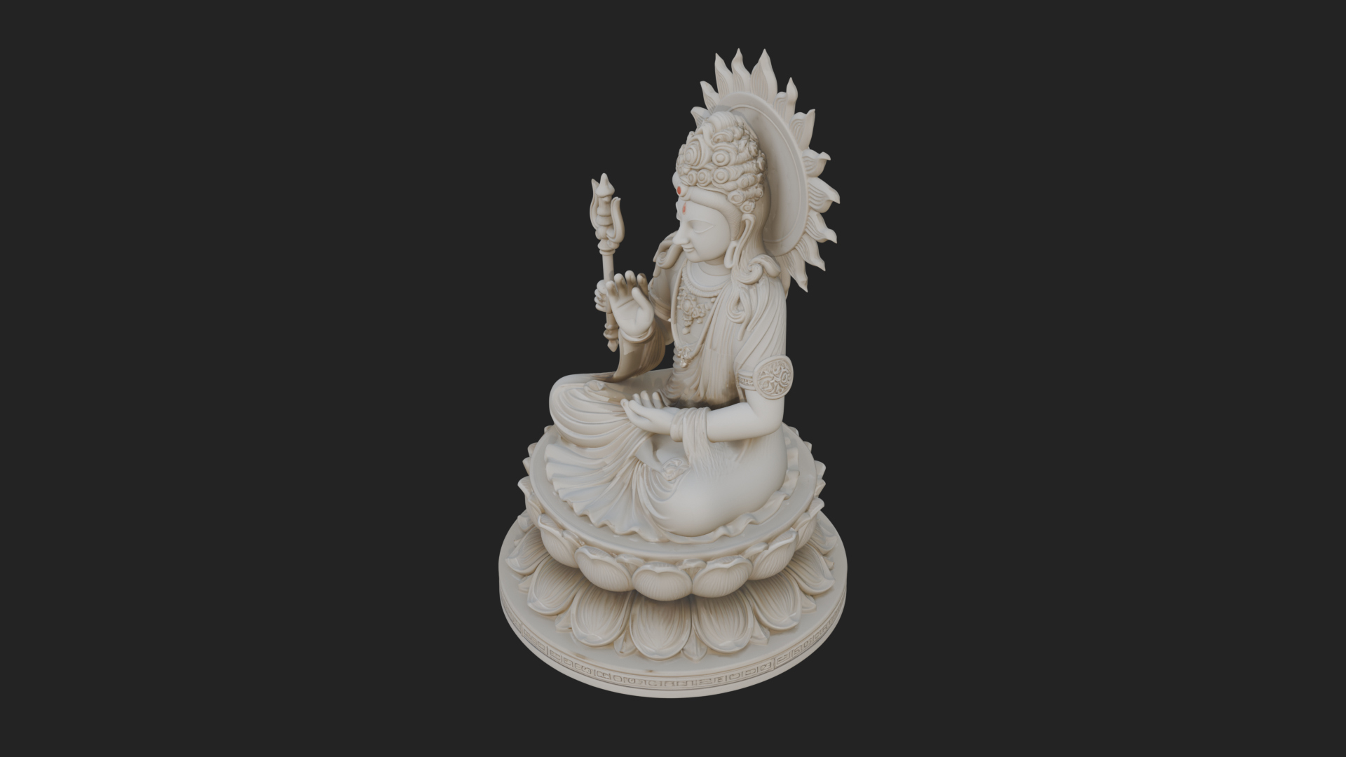 Crowned Bodhisattva Statue Design 11 3D Print Model 3D Model