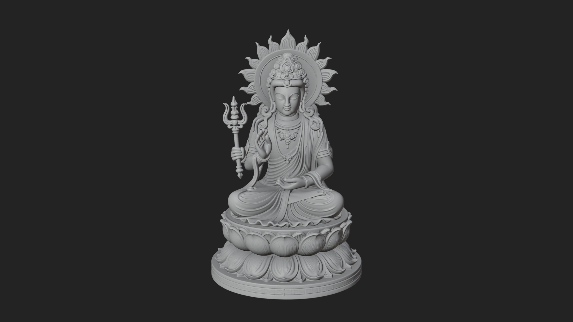 Crowned Bodhisattva Statue Design 11 3D Print Model 3D Model