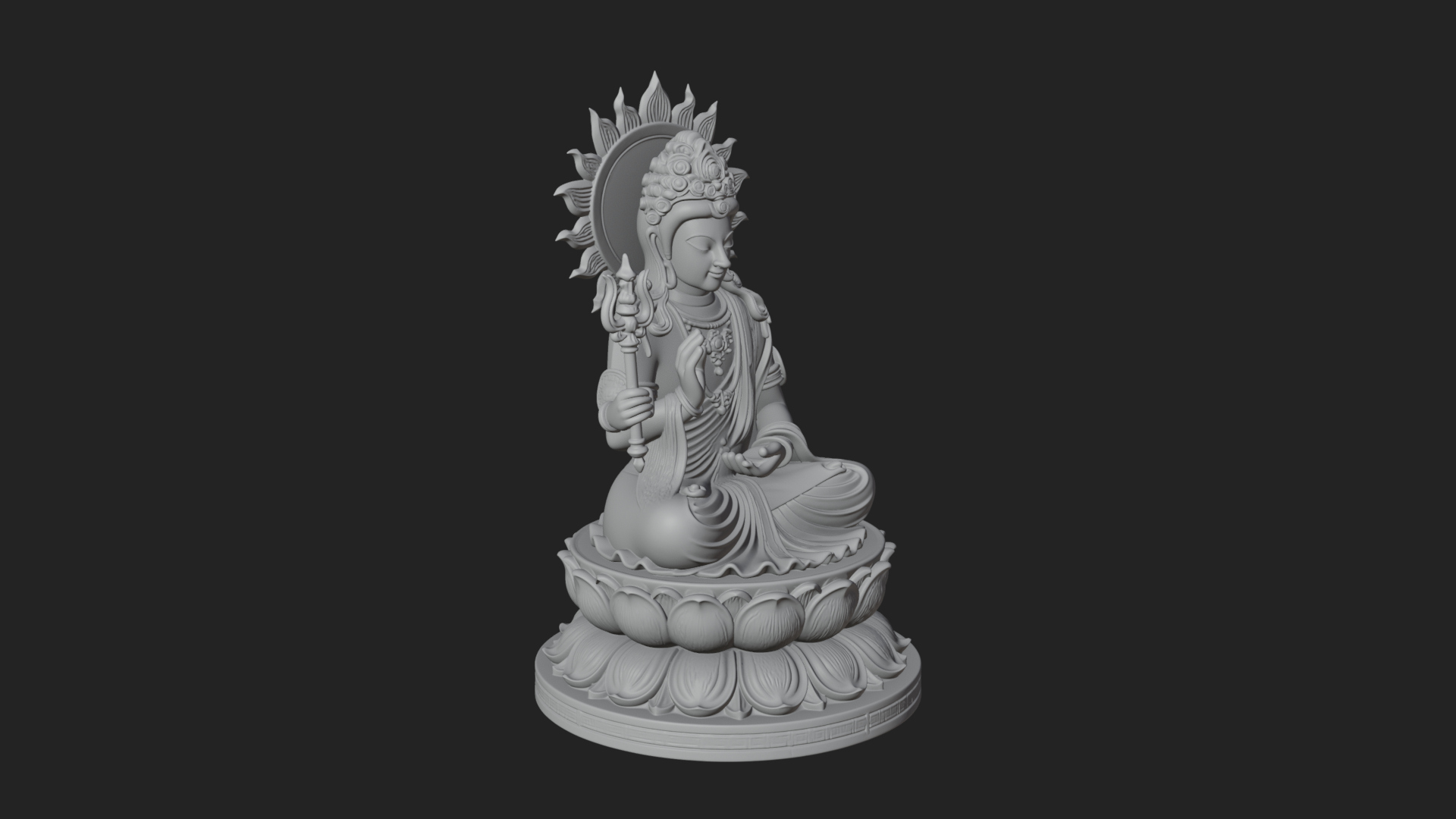 Crowned Bodhisattva Statue Design 11 3D Print Model 3D Model
