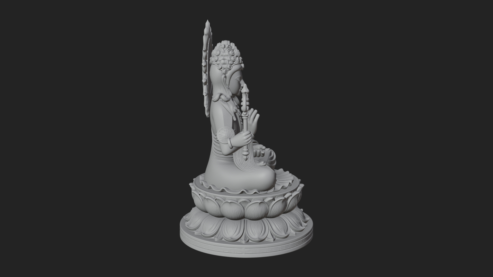 Crowned Bodhisattva Statue Design 11 3D Print Model 3D Model