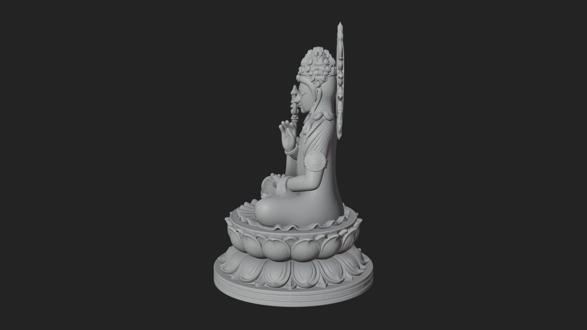 Crowned Bodhisattva Statue Design 11 3D Print Model 3D Model