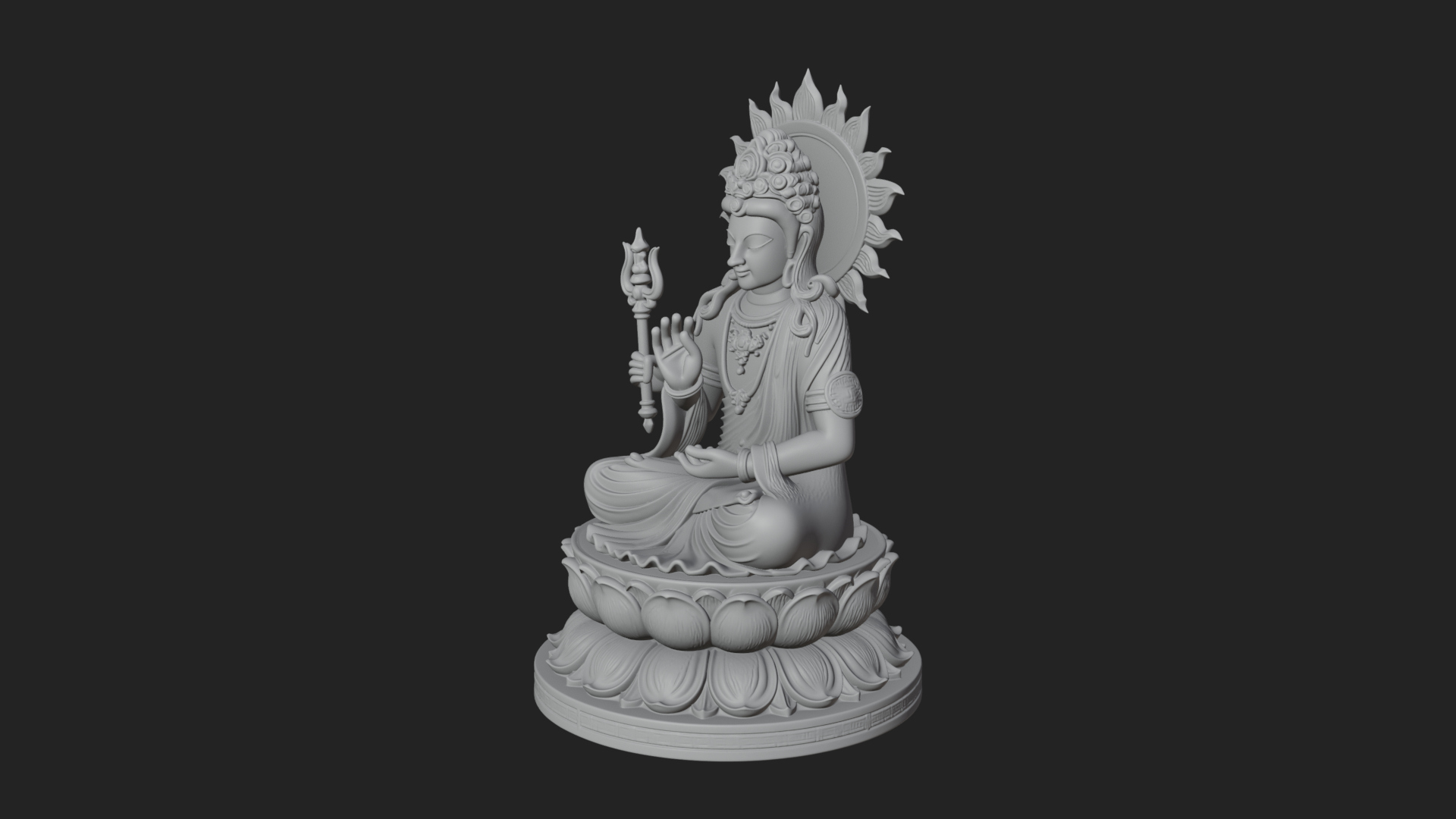 Crowned Bodhisattva Statue Design 11 3D Print Model 3D Model