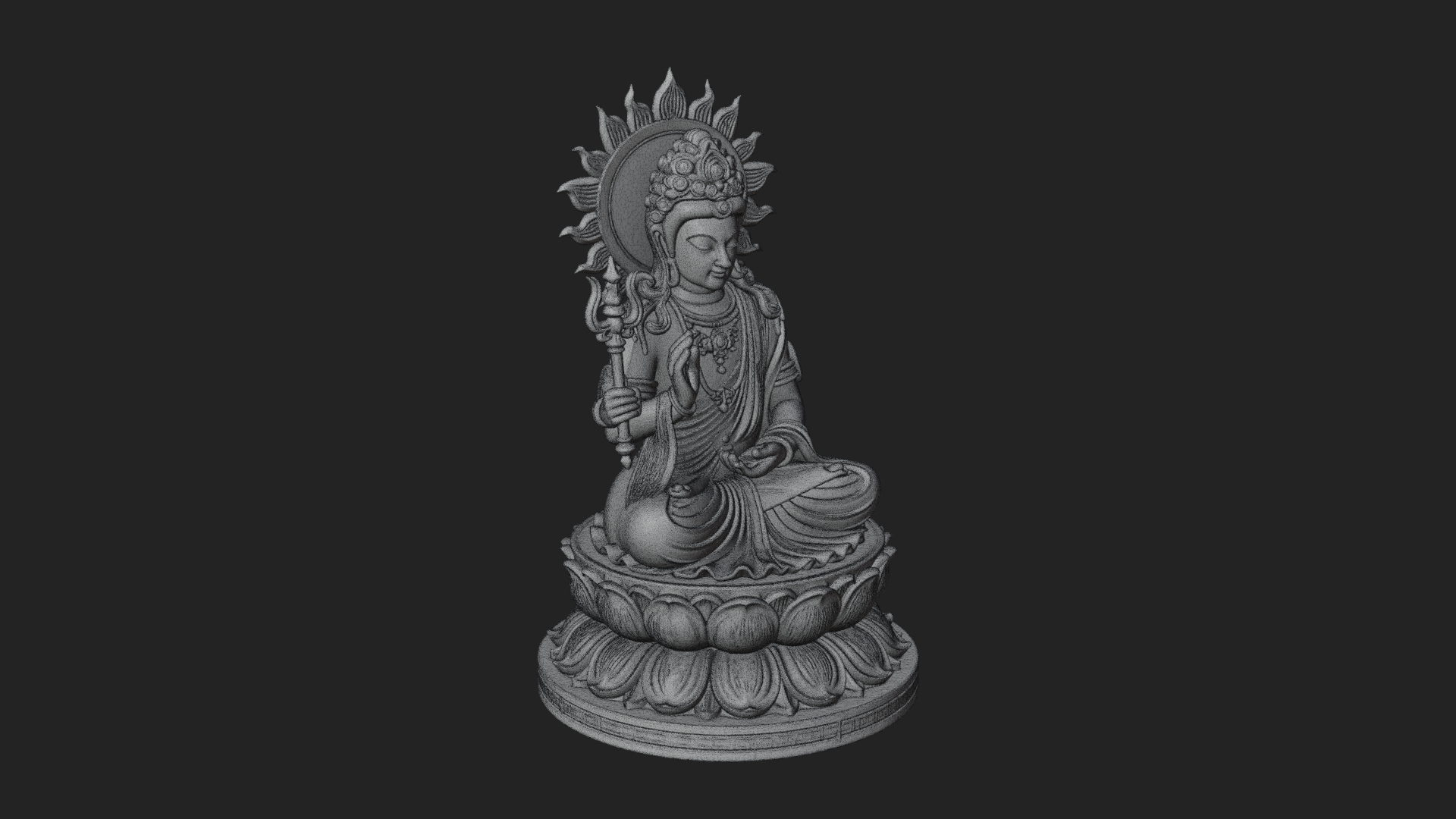 Crowned Bodhisattva Statue Design 11 3D Print Model 3D Model