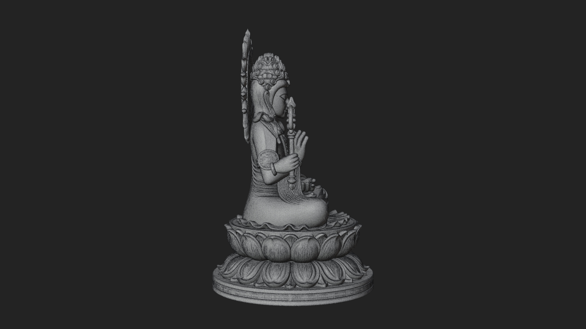 Crowned Bodhisattva Statue Design 11 3D Print Model 3D Model