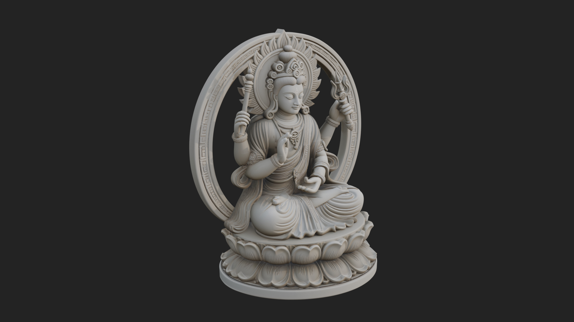 Crowned Bodhisattva Statue Design 12 3D Print Model 3D Model