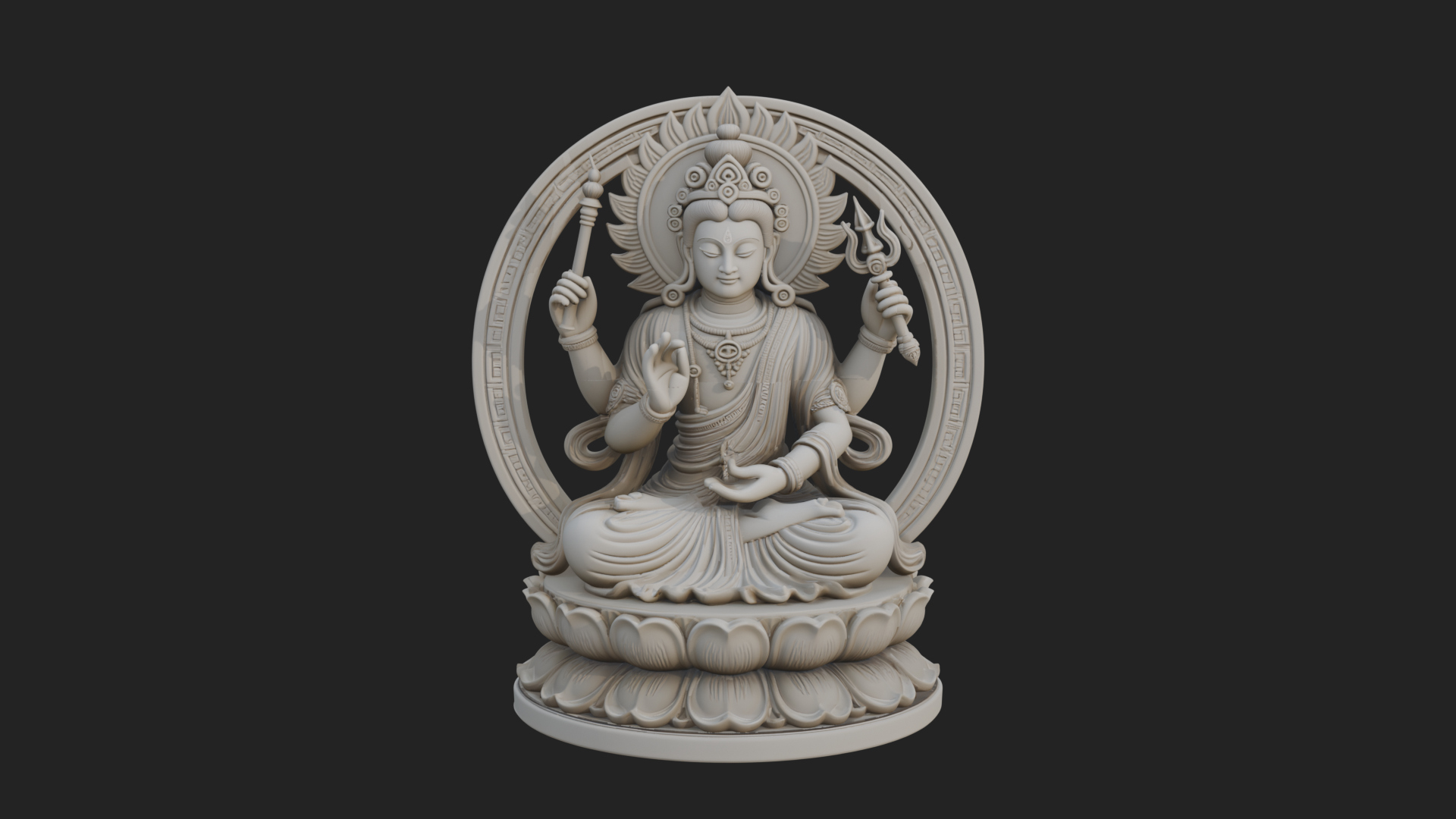 Crowned Bodhisattva Statue Design 12 3D Print Model 3D Model