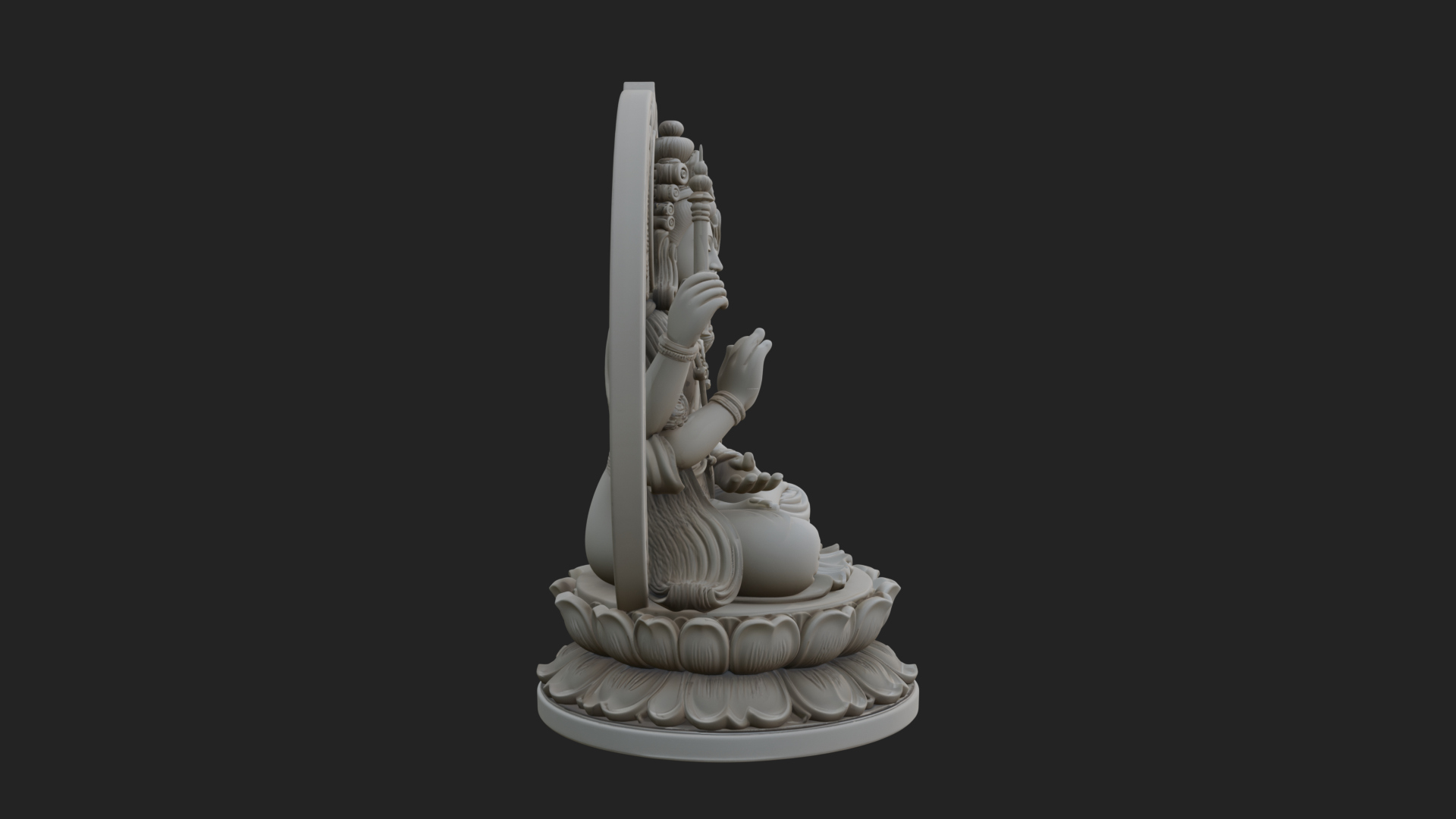 Crowned Bodhisattva Statue Design 12 3D Print Model 3D Model