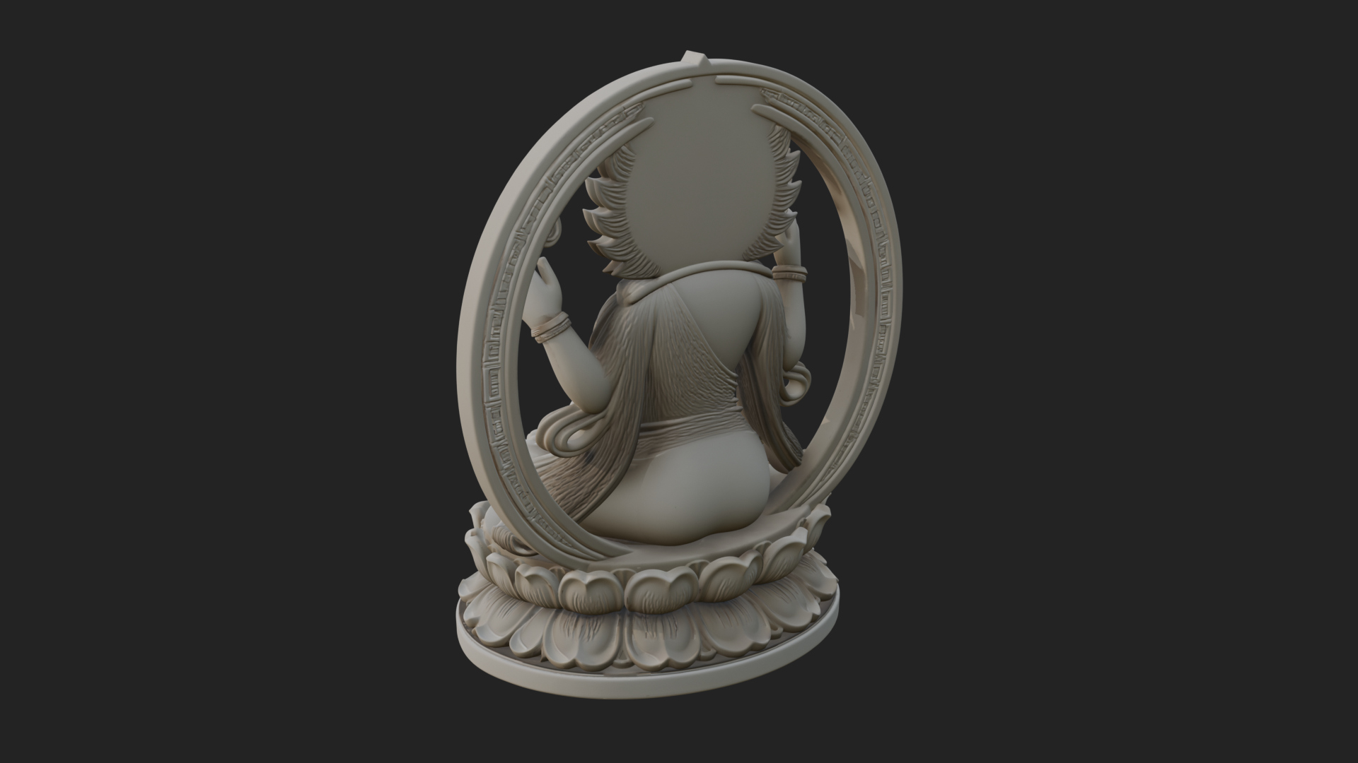 Crowned Bodhisattva Statue Design 12 3D Print Model 3D Model