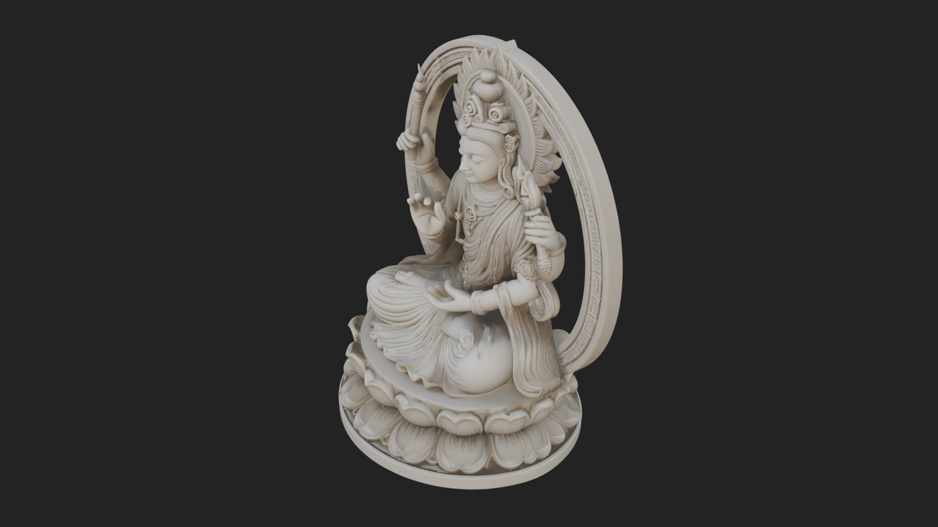 Crowned Bodhisattva Statue Design 12 3D Print Model 3D Model