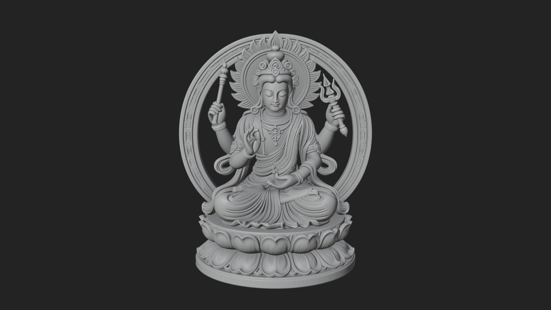 Crowned Bodhisattva Statue Design 12 3D Print Model 3D Model