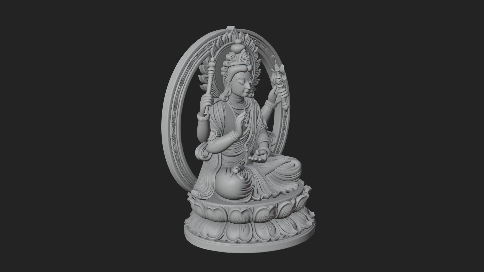 Crowned Bodhisattva Statue Design 12 3D Print Model 3D Model