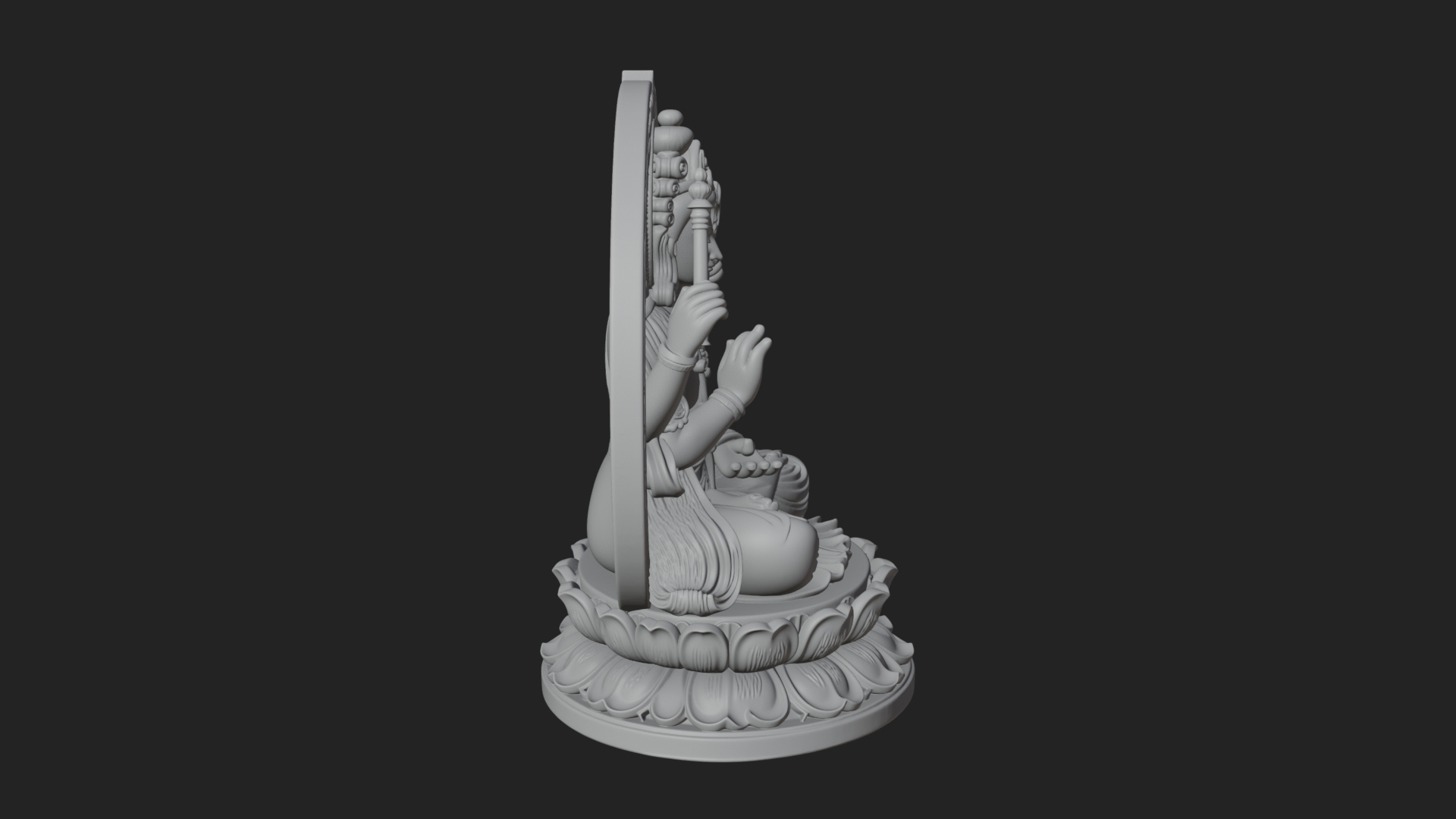 Crowned Bodhisattva Statue Design 12 3D Print Model 3D Model