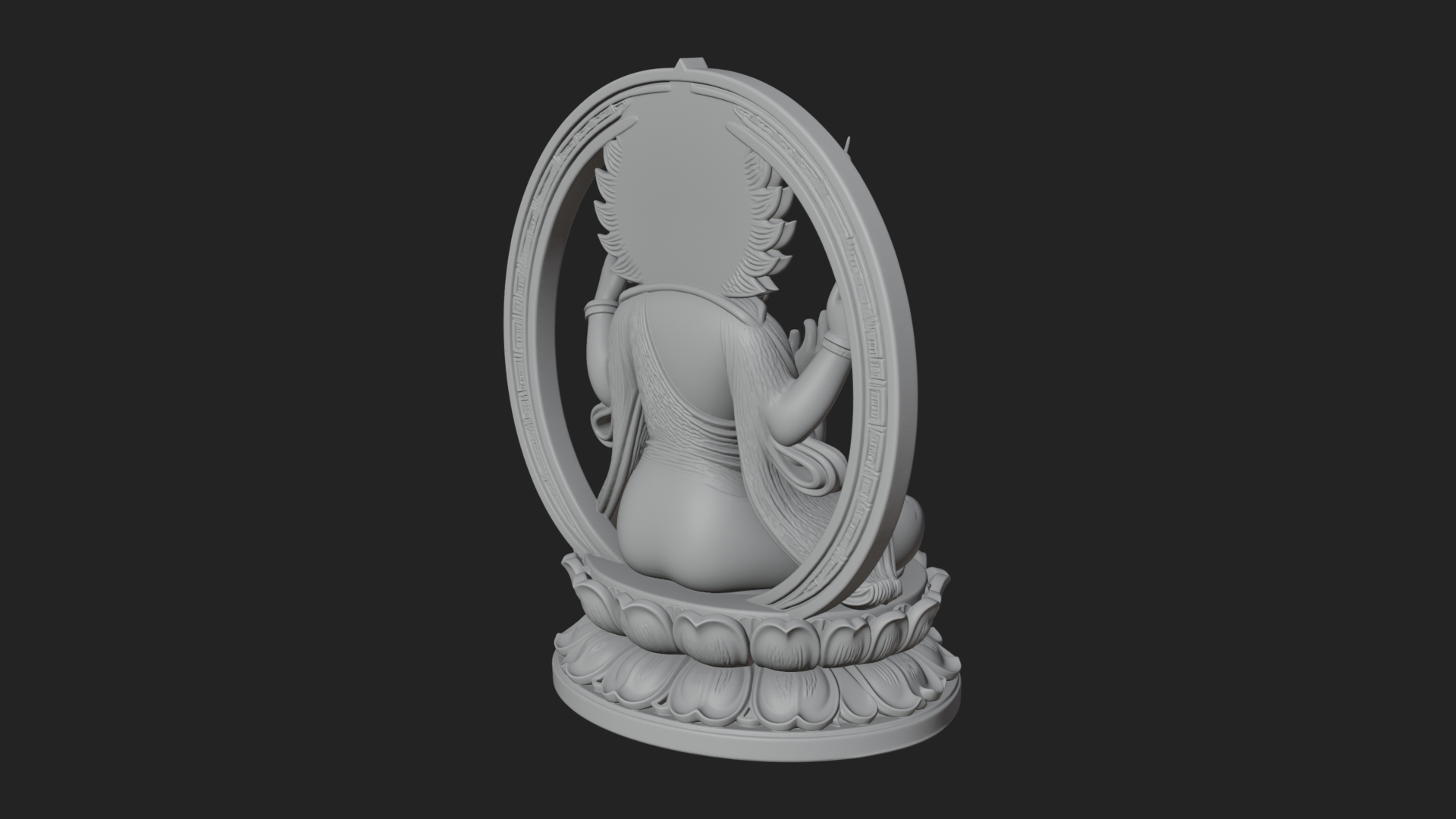 Crowned Bodhisattva Statue Design 12 3D Print Model 3D Model